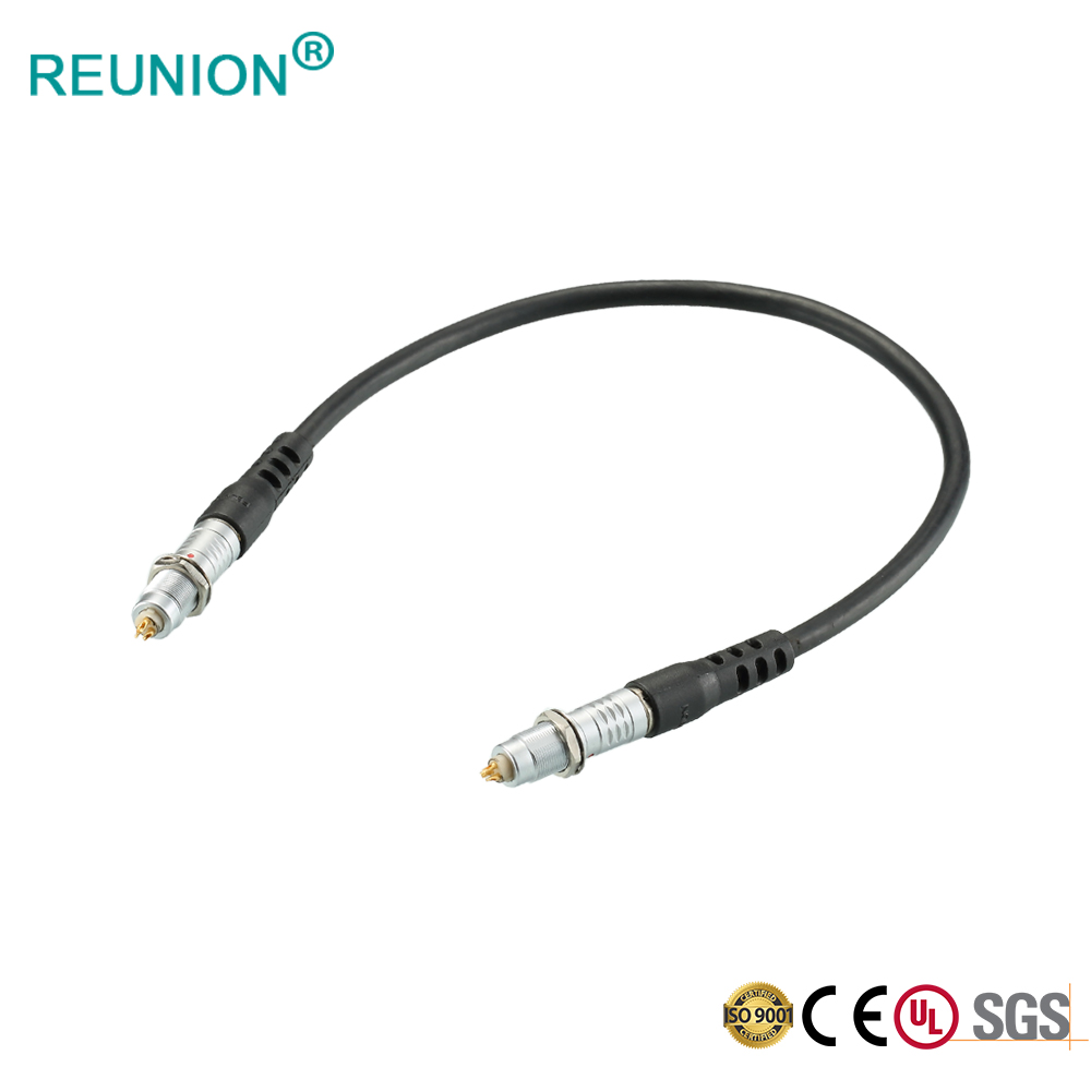 REUNION 连接器组件金属类全屏蔽抗电磁推拉式连接器带线组件